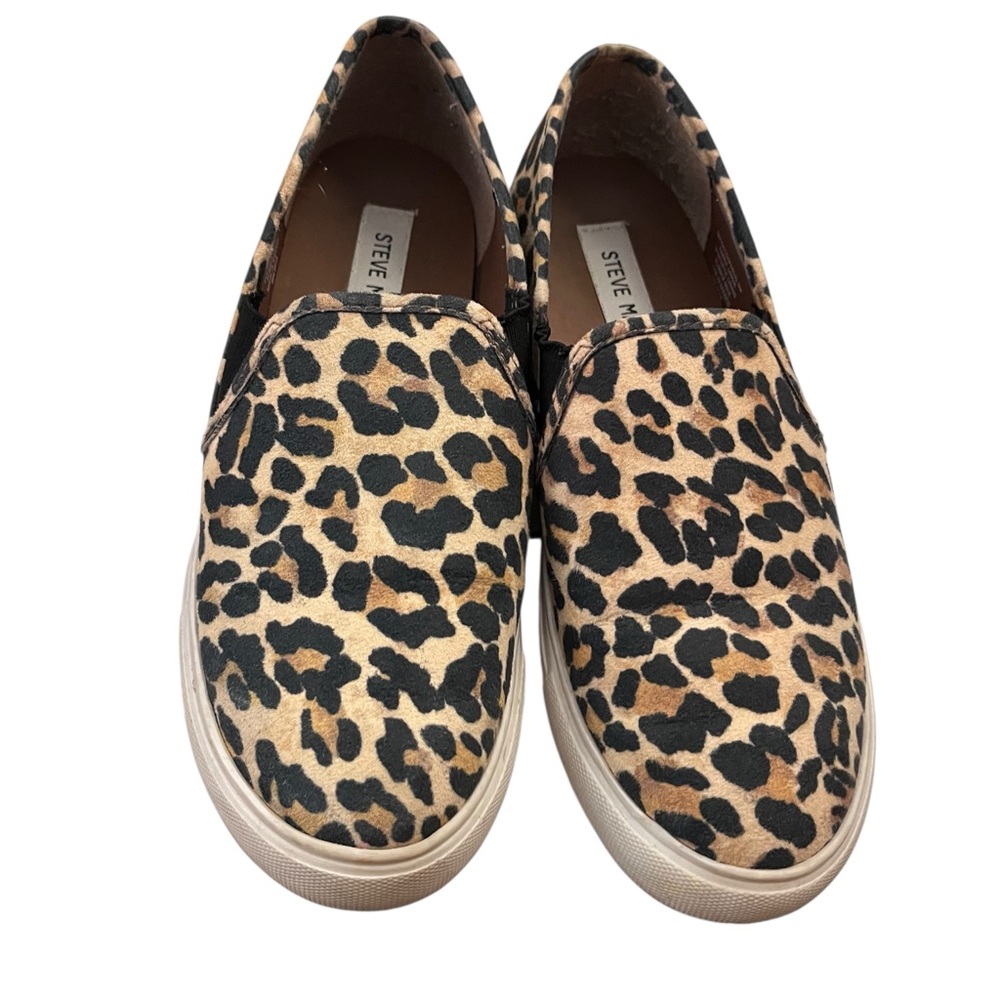 Steve Madden Safary Slip-On Sneakers Leopard Print Tan 6M - Picture 3 of 7